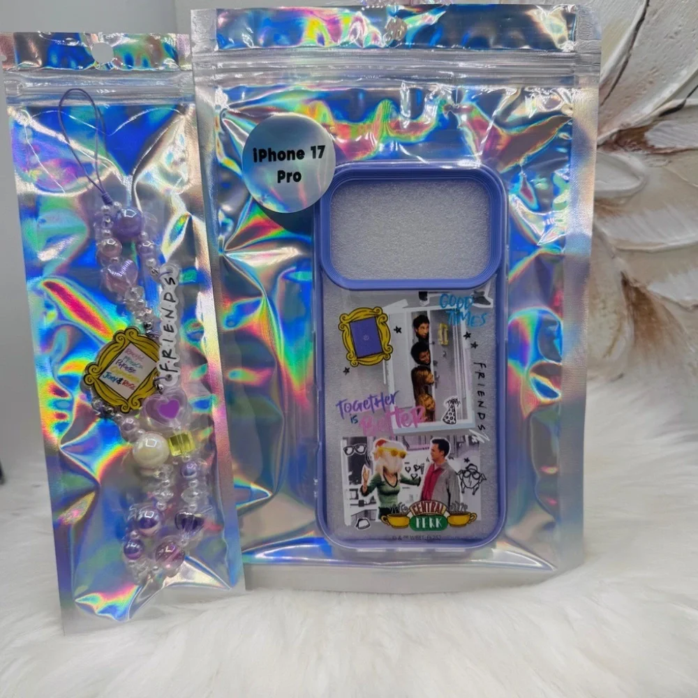 Friends Themed iPhone 17 Pro Case with Matching Beaded Strap